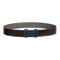 HERMES Calfskin Leather Belts Men's Brown Gray Width: 3.8CM