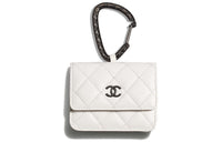 CHANEL 21K Winter Sheepskin Coin Purses Card Holders Mini Women's White