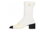 CHANEL Ankle Boots Women's Black White