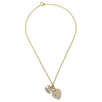 CHANEL Pre-Owned 2002 Rhinestone-embellished CC-pendant Heart Necklace