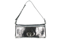 MIU MIU Leather Handbag Shoulder Bag Women's Silver