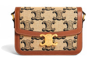 CELINE Triomphe Cow Leather Crossbody Bag, Handbag, Shoulder Bag Medium Size Women's Natural Color/Tan