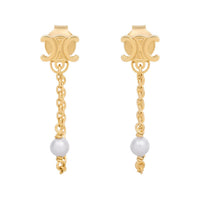 CELINE Les Perles CELINE Chain Earrings In Brass With Gold Finish And Resin Pearls