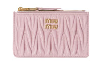 MIU MIU Matelassé Sheepskin Wallet Women's Snow Pink