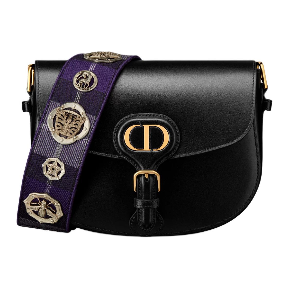 DIOR Bobby Calfskin Crossbody Bag Shoulder Bag Medium Size Women's Black