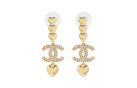 CHANEL 2023 Plated Cc Rhinestones Swing Push Back Costume Earrings