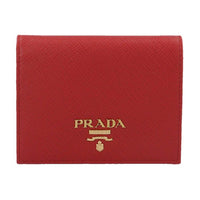 PRADA Leather Wallet Women's Red