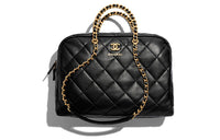 CHANEL Calfskin Bowling Bag Handbag Shoulder Bag Extra Large Women's Black