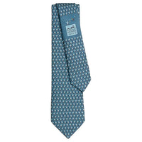 HERMES Mulberry Silk Ties Men's Gray Blue