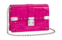 LOUIS VUITTON Trunk Alligator Fish Leather Chain Bag Crossbody Bag Wallet Women's Rose Red