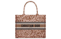DIOR BookTote Embroidery Tote Bag Shopping Bag Handbag Medium Size Women's Pink