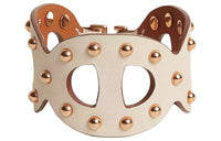 HERMES Rose Gold-Plated Calfskin Wristbands Women's Beige