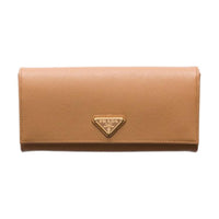 PRADA Saffiano Leather Wallet Large Size Women's Natural