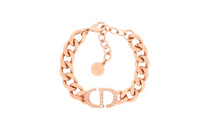 DIOR Metal Rhinestone Bracelets Women's Rose Gold