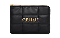CELINE Goatskin Card Holder Wallet Women's Black