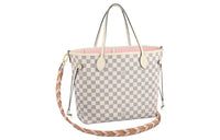 LOUIS VUITTON Neverfull Mm Damier Azur/Pink
