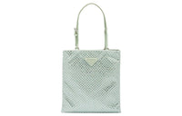 PRADA Embellished Satin Handbag Aqua