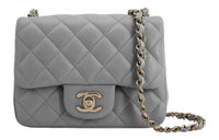 CHANEL Classic Flap CF Lambskin Shoulder Bag Crossbody Bag Mini Women's Silver Gray