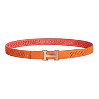 HERMES Calfskin Leather Belts Women's Orange 2.4CM