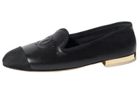 CHANEL Cc Loafers Black Lambskin Women's