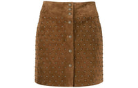 SAINT LAURENT Leather Short Skirts Women's Brown