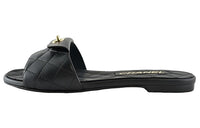 CHANEL Quilted Mule Sandal Black Leather Women's