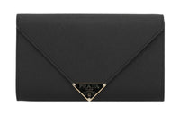 PRADA Leather Portable One Shoulder Wallet Women's Black