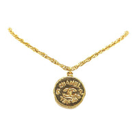 CHANEL Pre-Owned 1993  Plated CC Round Pendant Costume Necklace
