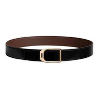 HERMES Brass Leather Belts Men's Black/Chocolate Width: 3.8CM