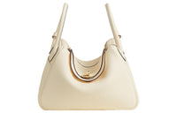 HERMES Lindy Taurillon Clemence Leather Handbag Shoulder Bag Women's I2 Nata Cream White