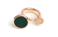 HERMES Calfskin Rose Gold-Plated Rings Women's Green
