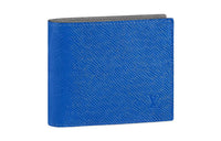 LOUIS VUITTON Taiga Cow Leather Card Holder Wallet Men's Blue