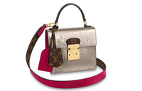 LOUIS VUITTON Cow Leather Shoulder Bag Women's Metallic Champagne Gray