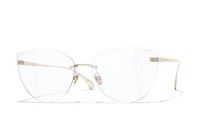 CHANEL Metal Cat Eye Optical Glass Gold