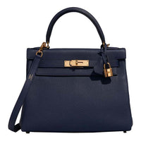 HERMES Togo Calfskin Handbag Regular Women's 73 Bleu Saphir Sapphire Blue
