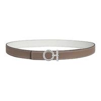 HERMES Calfskin Leather Belts Women's White Umber Width 2.4CM