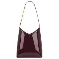 SAINT LAURENT Patent Leather Handbag Shoulder Bag Women's Burgundy