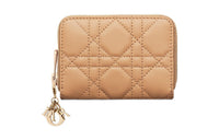 DIOR Lady Dior Lambskin Coin Purses Wallets Small Size Women's Bronze