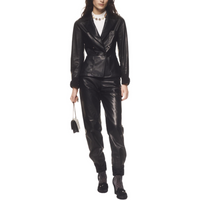 CHANEL Leather Pants Women's Black