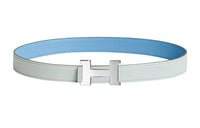 HERMES Comfort Color Buckle Epsom Calfskin Double-Sided Leather Belt Women's Blue Width: 2.4cm