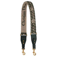 DIOR Embroidery With Cow Leather And Canvas Bag Strap Women's Green