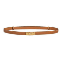 HERMES Kelly Solid Color Design 18K Rose Gold Leather Belts Women's Gold Brown