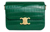 CELINE Triomphe Nile Crocodile Leather Shoulder Bag Crossbody Bag Handbag Women's Green