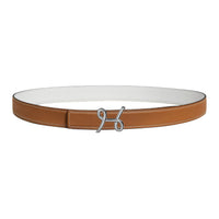 HERMES Calfskin Leather Belts Women's Gold 2.4CM