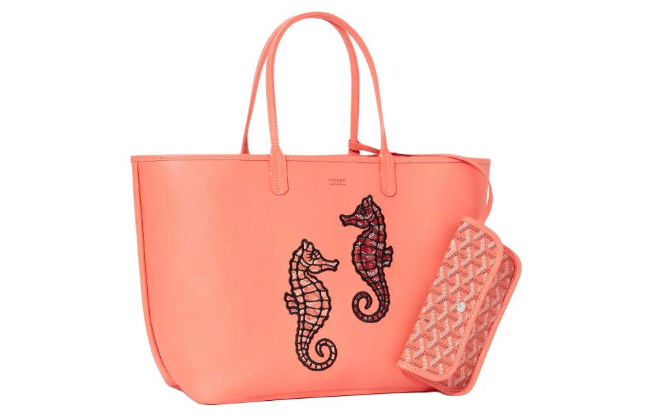 GOYARD Anjou Canvas With Leather Canvas Bag Tote Bag Shopping Bag Shoulder Bag Handbag Small Size Women's Orange Pink