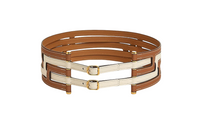 HERMES Double-Layer Buckle Pin Buckle Leather Belts Women's Brown Width 6.6CM