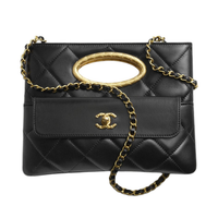 CHANEL Lambskin Handheld Crossbody Bag Shoulder Bag Women's Black