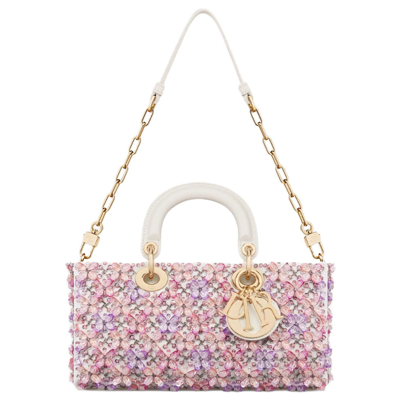 DIOR Lady D JOY Cotton Shoulder Bag, Crossbody Bag, Handbag Medium Size Women's Pink & White