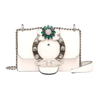 MIU MIU Calfskin Shoulder Bag Crossbody Bag Regular Women's White