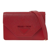 PRADA Calfskin Shoulder Bag Crossbody Bag Women's Red